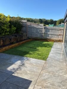 Newly laid turf in customer garden